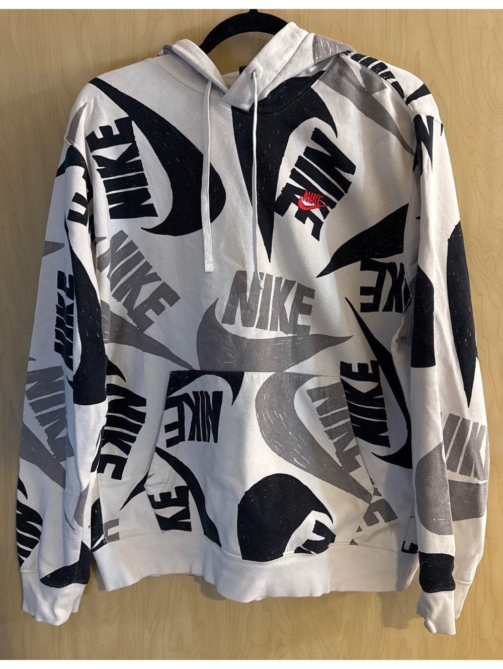 Nike Sportswear multi-logo pullover hoodie White mens large